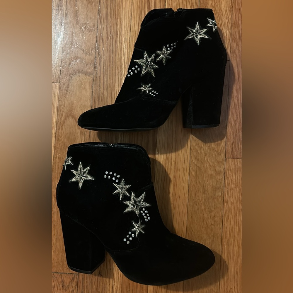 Black Star Embellished Ankle Boots